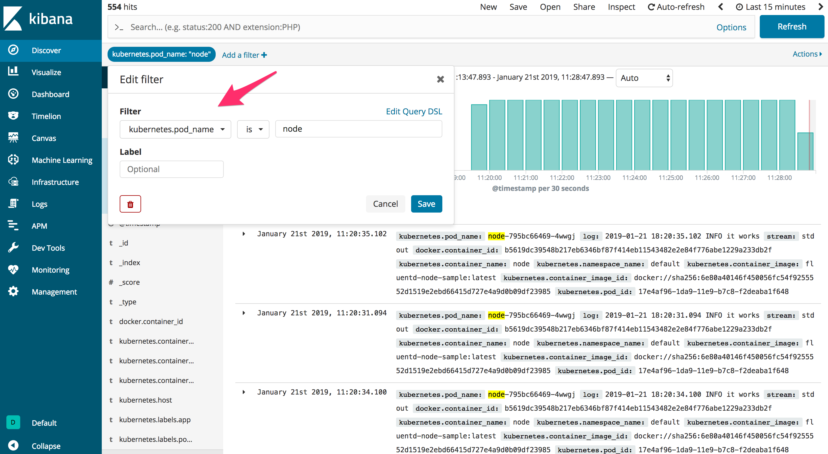 Running Elasticsearch, FluentD, Kibana (EFK) on OKE